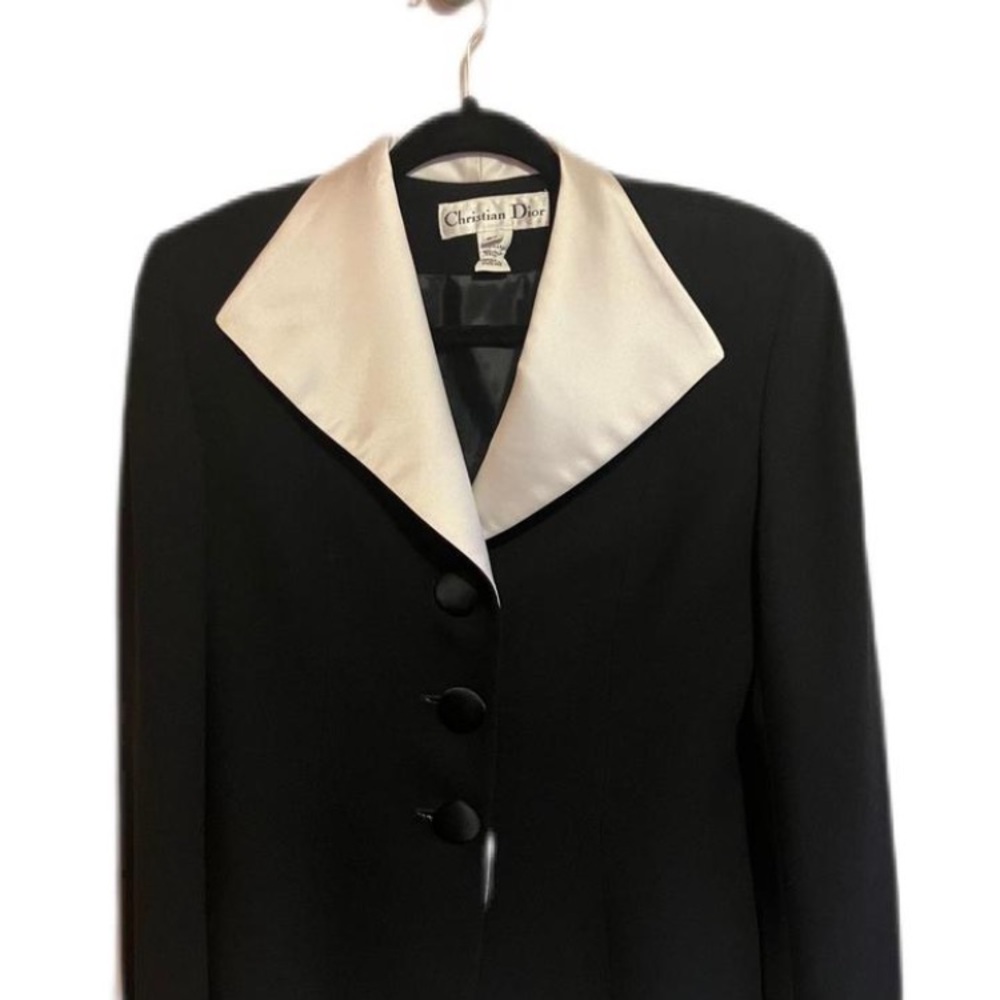 Dior Women's Black Blazer with White Collar